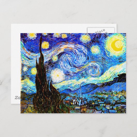 Van Gogh Sterrennacht Fine Art Briefkaart (Voorkant / Achterkant)