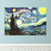 Van Gogh Sterrennacht Fine Art Canvas Afdruk (Insitu (Houten vloer))