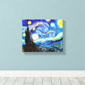 Van Gogh Sterrennacht Fine Art Canvas Afdruk (Insitu (Houten vloer))