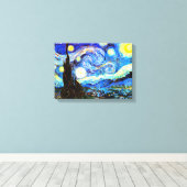 Van Gogh Sterrennacht Fine Art Canvas Afdruk (Insitu (Houten vloer))