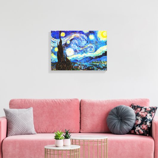 Van Gogh Sterrennacht Fine Art Canvas Afdruk (Insitu (Woonkamer))