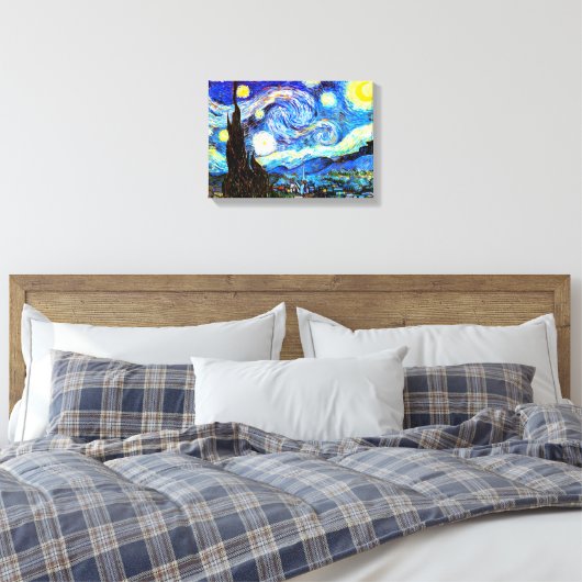 Van Gogh Sterrennacht Fine Art Canvas Afdruk (Insitu (Slaapkamer))