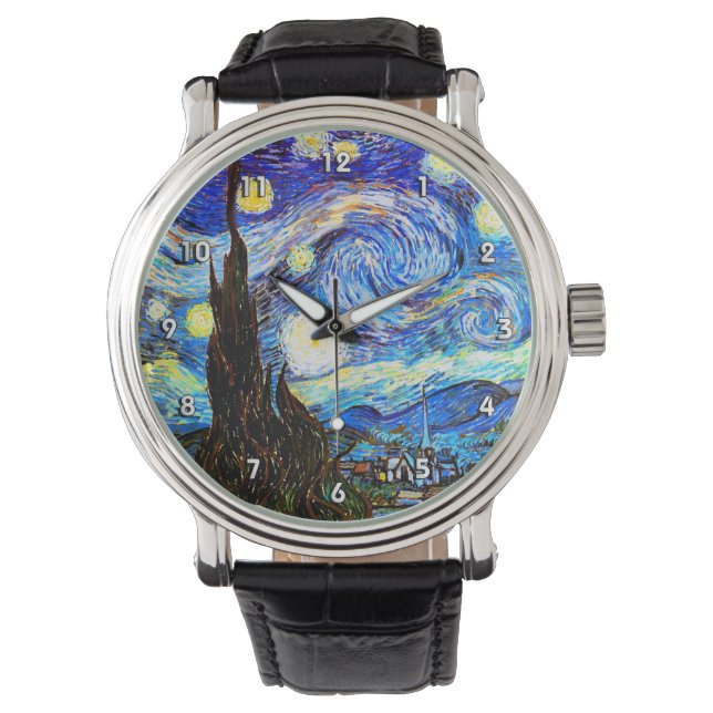 Van Gogh Sterrennacht Fine Art Horloge (Voorkant)
