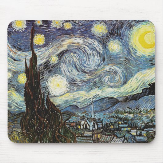 Van Gogh Sterrennacht Fine Art Muismat (Voorkant)