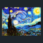 Van Gogh Sterrennacht Fine Art Poster<br><div class="desc">Sterrennacht,  het beroemdste schilderij van de Nederlandse Post-Impressionist,  Vincent van Gogh. Een eenzame cypersboom,  een slapend dorp,  en een hemel die met sterren zweeft. Post-indrukwekkend kunstschilderij.</div>