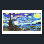Van Gogh Sterrennacht Fine Art Rechthoekige Sticker<br><div class="desc">Sterrennacht, het beroemdste schilderij van de Nederlandse Post-Impressionist, Vincent van Gogh. Een eenzame cypersboom, een slapend dorp, en een hemel die met sterren zweeft.</div>
