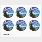 Van Gogh Sterrennacht Fine Art Ronde Sticker (Vel)