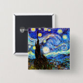 Van Gogh Sterrennacht Fine Art Vierkante Button 5,1 Cm (Voorkant /achterkant)