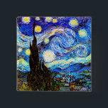 Van Gogh Sterrennacht Fine Art Vierkante Button 5,1 Cm<br><div class="desc">Sterrennacht,  mooie kunst van Vincent van Gogh.</div>
