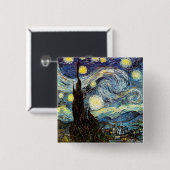 Van Gogh Sterrennacht Fine Art Vierkante Button 5,1 Cm (Voorkant /achterkant)