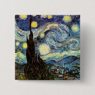 Van Gogh Sterrennacht Fine Art Vierkante Button 5,1 Cm