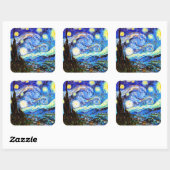 Van Gogh Sterrennacht Fine Art Vierkante Sticker (Vel)