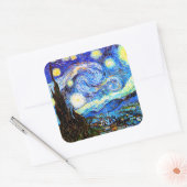 Van Gogh Sterrennacht Fine Art Vierkante Sticker (Envelop)