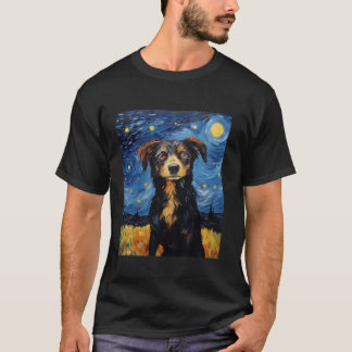 Van Gogh Sterrennacht Funny Art Hondenliefhebber K T-shirt