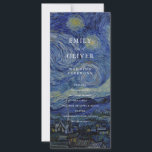 Van Gogh Sterrennacht huwelijksfeest<br><div class="desc">Modern huwelijksprogramma met minimalistische monogram typografie en Van Gogh Sterrennacht schilderachtergrond</div>