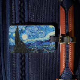 Van Gogh Sterrennacht. Impressionisme  kunst Bagagelabel