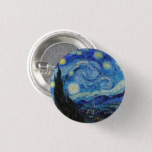 Van Gogh Sterrennacht. Impressionisme  kunst Ronde Button 3,2 Cm (Voorkant /achterkant)