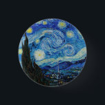 Van Gogh Sterrennacht. Impressionisme  kunst Ronde Button 3,2 Cm<br><div class="desc">Van Gogh "De Sterrennacht" knop.</div>