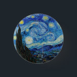Van Gogh Sterrennacht. Impressionisme  kunst Ronde Button 3,2 Cm<br><div class="desc">Van Gogh "De Sterrennacht" knop.</div>