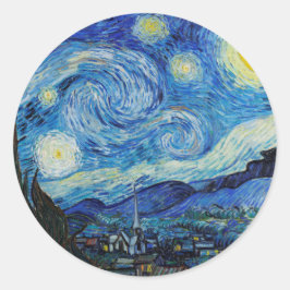 Van Gogh Sterrennacht. Impressionisme  kunst Ronde Sticker