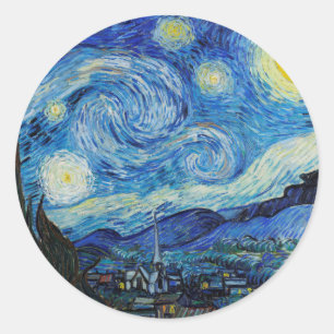 Van Gogh Sterrennacht. Impressionisme kunst Ronde Sticker
