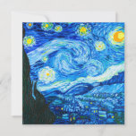 Van Gogh Sterrennacht Kaart<br><div class="desc">Kaart met Vincent van Gogh's olieverf De Sterrennacht (1889). Geïnspireerd door zijn verblijf in een asiel,  toont de kunst een dorp onder een nachtelijke hemel van blauwe en gele maan en sterren. Een groot cadeau voor fans van Post-Impressionisme en Nederlandse kunst.</div>