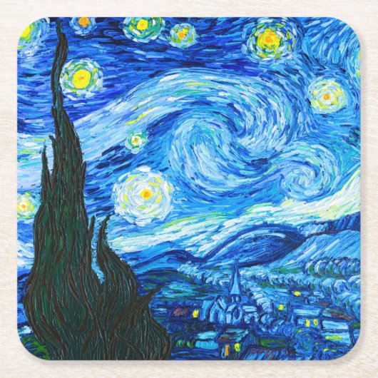 Van Gogh Sterrennacht Kartonnen Onderzetters (Voorkant)