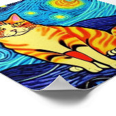 Van Gogh sterrennacht kat Poster (Hoek)