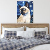 Van Gogh Sterrennacht kat Siamese droom Canvas Afdruk (Insitu (Slaapkamer))