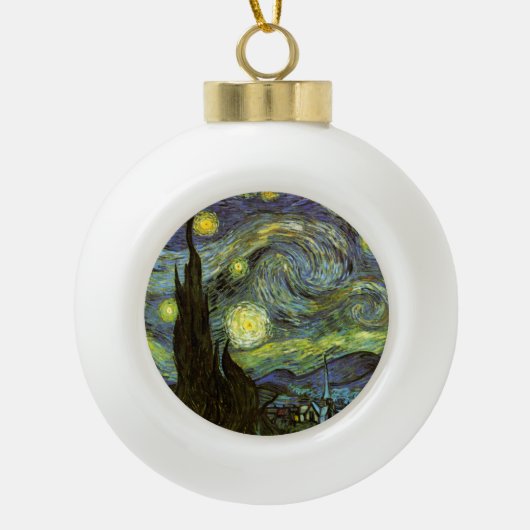 Van Gogh: Sterrennacht Keramische Bal Ornament (Voorkant)