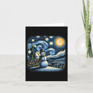 Van Gogh Sterrennacht Kerst Sneeuwpop Winter Kaart