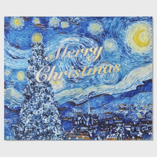 Van Gogh - Sterrennacht Kerst van de Kerst Cadeaupapier (Vlak)