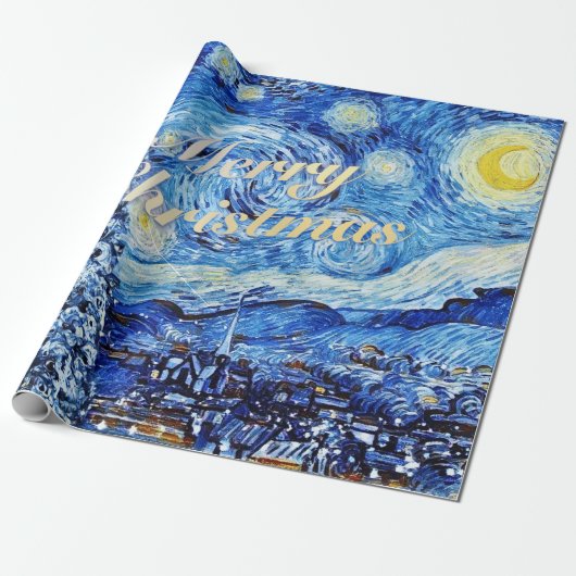 Van Gogh - Sterrennacht Kerst van de Kerst Cadeaupapier (Uitgerold)