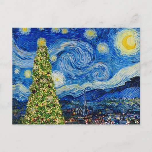 Van Gogh Sterrennacht - kerstboom Briefkaart (Voorkant)