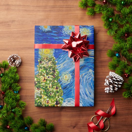 Van Gogh Sterrennacht - kerstboom Cadeaupapier (Feestdagen Geschenken)