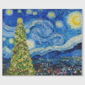 Van Gogh Sterrennacht - kerstboom Cadeaupapier (Vlak)