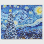 Van Gogh Sterrennacht - kerstboom Cadeaupapier (Vlak)
