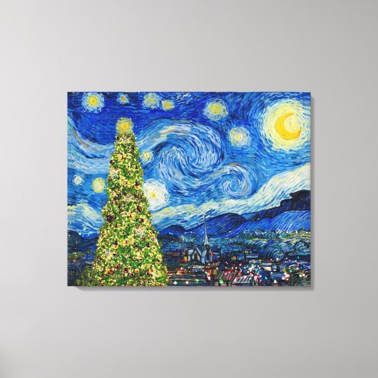 Van Gogh Sterrennacht - kerstboom Canvas Afdruk (Voorkant)
