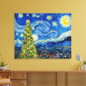 Van Gogh Sterrennacht - kerstboom Canvas Afdruk (Insitu (Woonkamer))