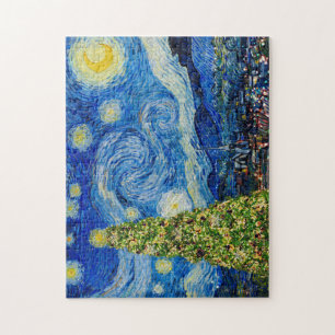 Van Gogh Sterrennacht - kerstboom Legpuzzel