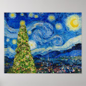 Van Gogh Sterrennacht - kerstboom Poster (Voorkant)