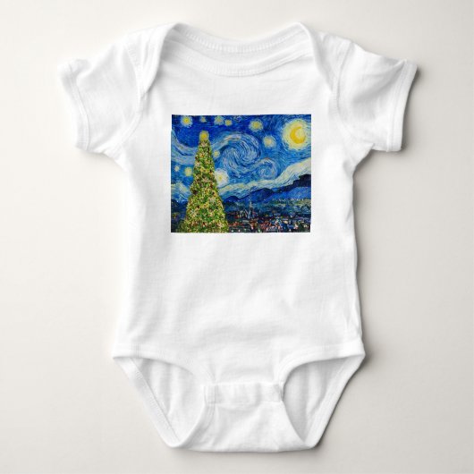 Van Gogh Sterrennacht - kerstboom Romper (Voorkant)