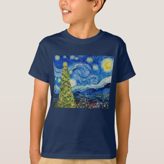Van Gogh Sterrennacht - kerstboom T-shirt (Voorkant)
