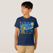 Van Gogh Sterrennacht - kerstboom T-shirt (Voorkant volledig)