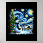 Van Gogh Sterrennacht Kerstman Snowy Nigh Poster (Voorkant)
