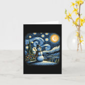 Van Gogh Sterrennacht Kerstmis Sneeuwman Wintersne Kaart (Gele Bloem)
