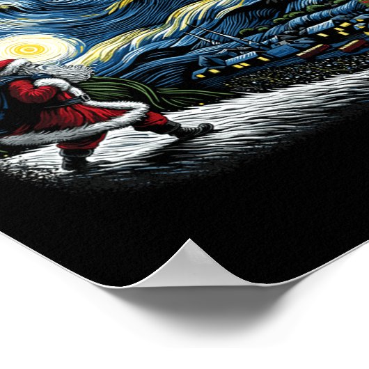 Van Gogh Sterrennacht Kerstmis Winter Sneeuw Poster (Hoek)