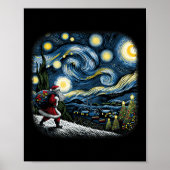 Van Gogh Sterrennacht Kerstmis Winter Sneeuw Poster (Voorkant)