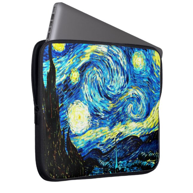Van Gogh - Sterrennacht Laptop Sleeve (Voorkant Rechts)