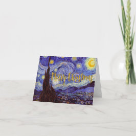 Van Gogh Sterrennacht Merry KerstGold Art Feestdagen Kaart